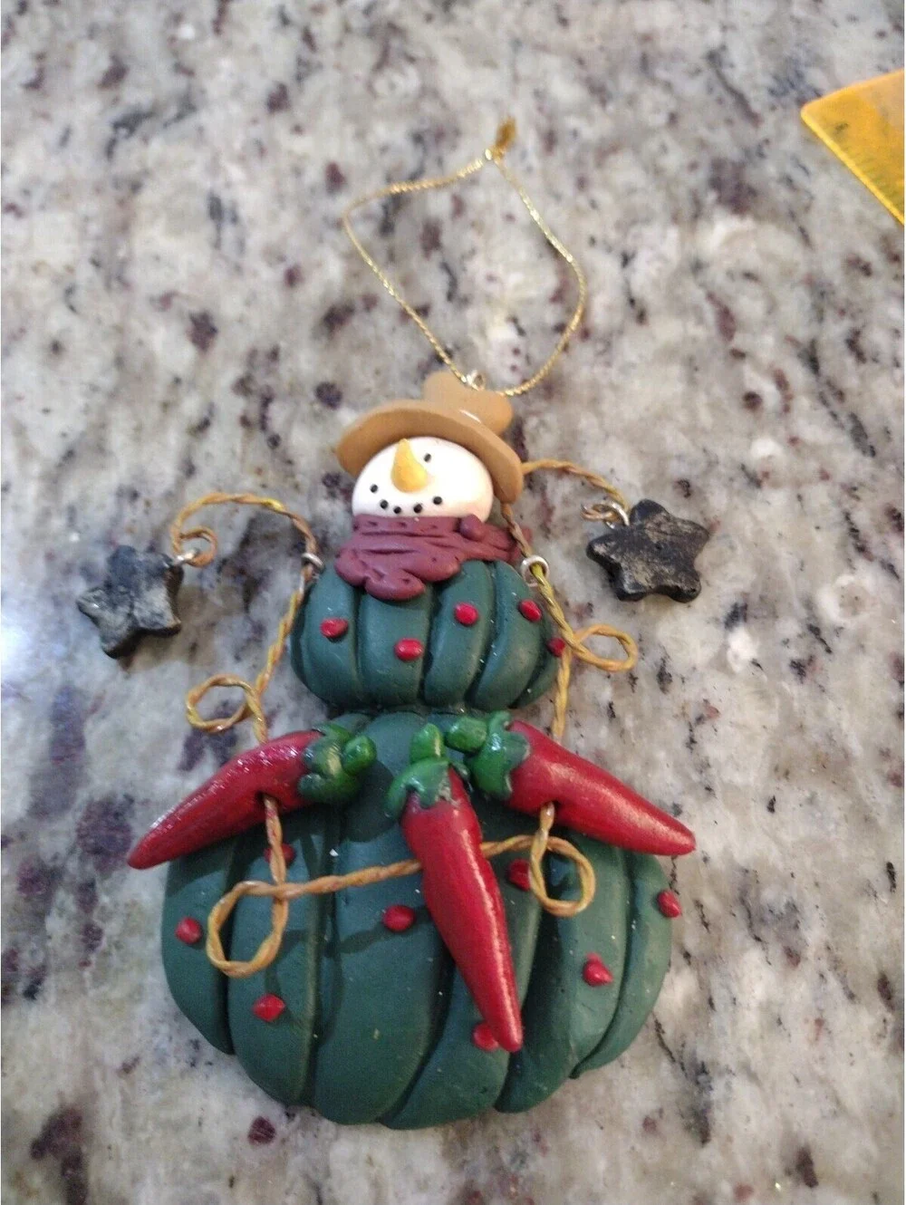 Western Cowboy Christmas Ornament Snowman Desert Cactus Chili Peppers 4.5